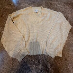 Hippie Rose Pale Yellow Knit V Neck Bodice Sweater - Size Small